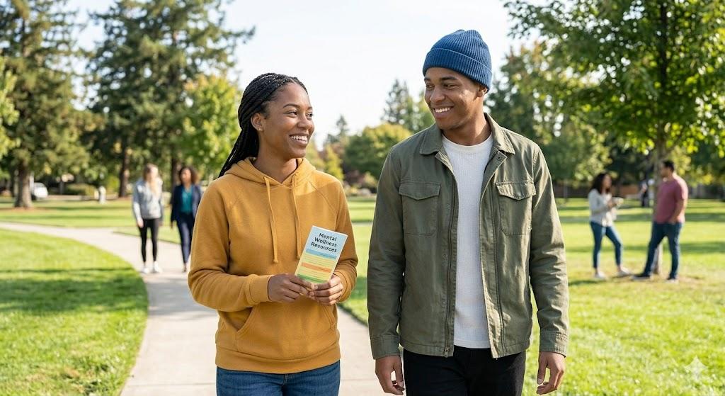 A man and woman enjoy positive mental health